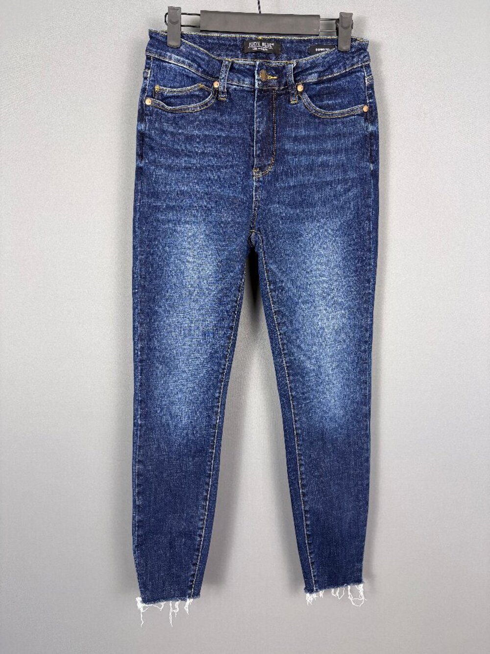Judy Blue Women’s 7/28 Skinny Jeans Raw Hem Stretch Dark Wash
